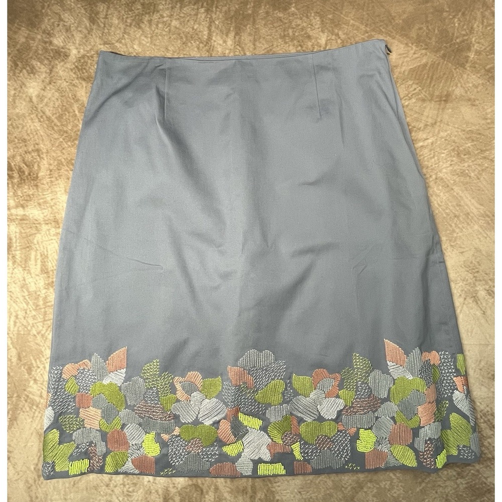 Grey Fully Lined Light Denim With Embroidery And Beads Size 12 By Boden
